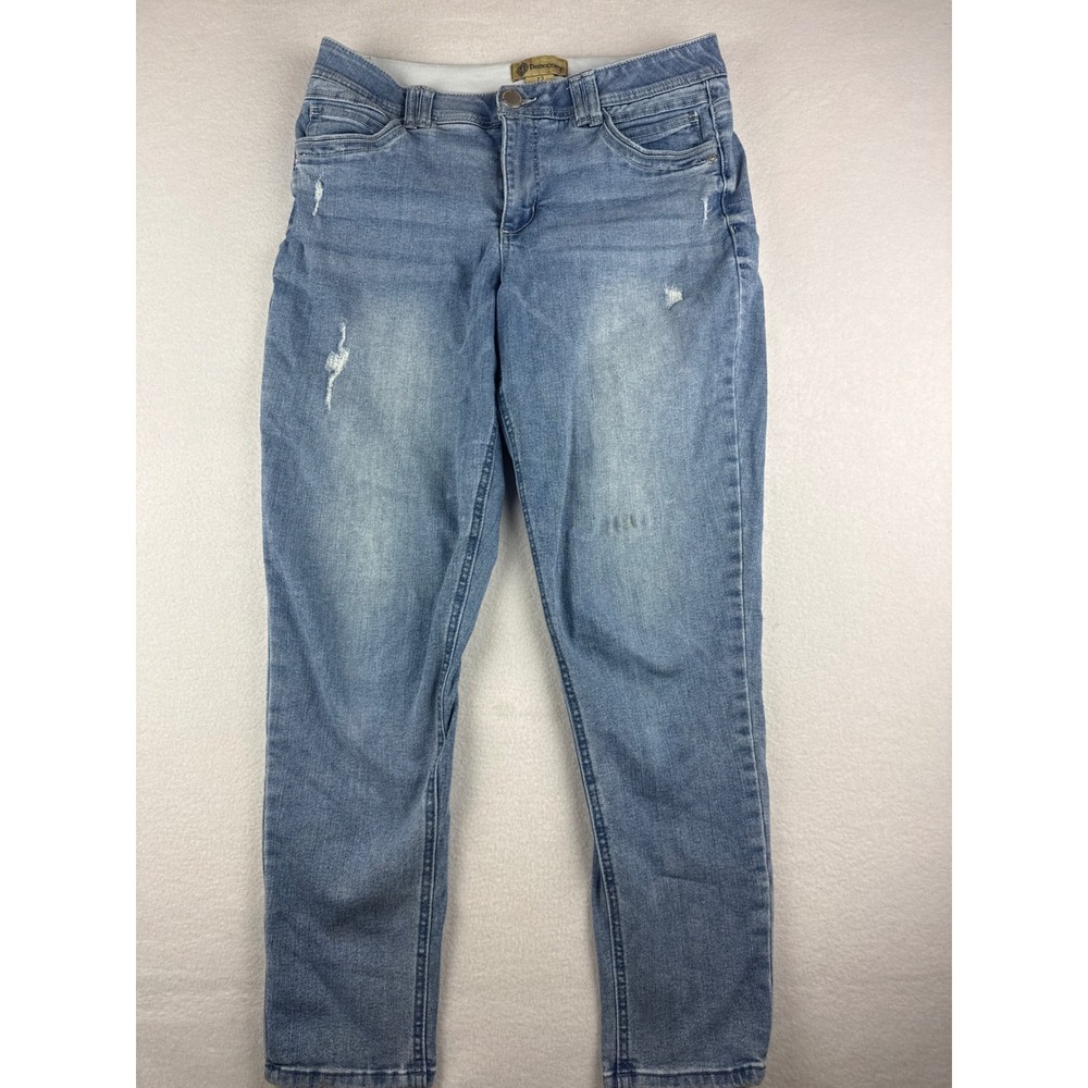 Democracy Ab Solution Skinny Jeans Womens 12 Blue Distressed Tummy Control